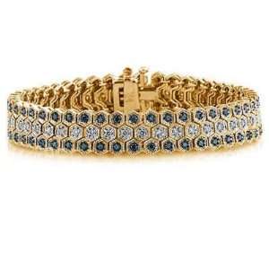  Blue And White Diamond Bracelet in 14k Yellow Gold: SZUL 