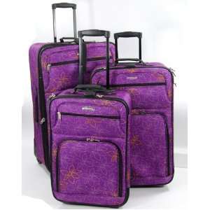  4 pc Upright Luggage Set with Matching Tote Bag Purple 