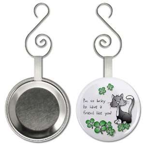  LUCKY KITTY CAT St Patricks Day 2.25 inch Button Style 