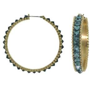   Cole New York Capri Blue Stone And Gold Tone Hoop Earrings Jewelry