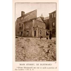  1908 Halftone Print Main Street Le Bleymard Lozere France 