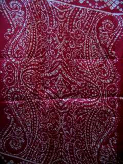 Maroon Cream Paper Silk Sari Saree Fabric Tablecloth  