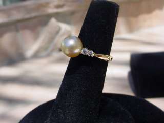 18K~MIKIMOTO~SOUTH SEA GOLDEN 8.5 MM PEARL RING~ BEAUTY  