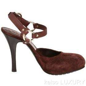 565 BALLY Brown Suede Ankle Strap Pumps High Heels Shoes US 10 EUR 40 