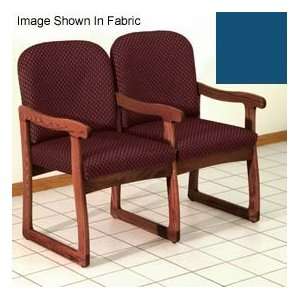  Double Sled Base Chair W/ Arms   Mahogany/Blue Vinyl 