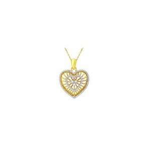  Heart Pendant in Two Tone Sterling Silver 1/3 CT. T.W. ss word charms