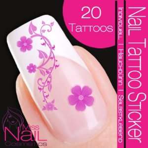  Nail Tattoo Sticker Blossom / Ornament   lilac: Beauty