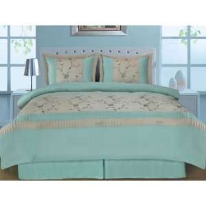   America Amelia 3 Piece Twin Comforter Set, Light Blue: Home & Kitchen