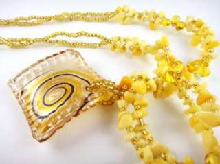 L88 Long Glass murano pendant 26 necklace yellow  
