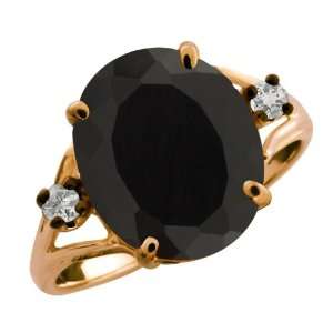  4.18 Ct Oval Black Onyx and Topaz Gold Plated Argentium 