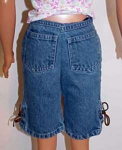My Size Barbie Jean Shorts with Pockets & Pink Embroidered Hearts 