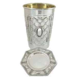  Kiddush Cup and Coaster Silver Plated 925 for Shabbath 
