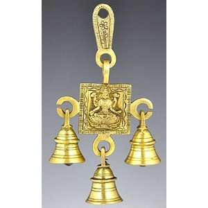  Lakshmi Symbol Brass Wall Hanging Chime With 3 Bells, 7L 