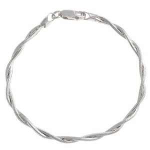  Sterling Silver Two Braid Twist Chain Bracelet Jewelry