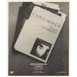 1988 Foreigner Inside Information Promo Print Ad (Music Memorabilia 