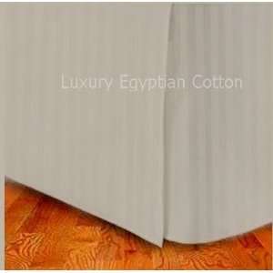   Egyptian Cotton QUEEN Tailored Bed Skirt TAUPE Stripe: Home & Kitchen
