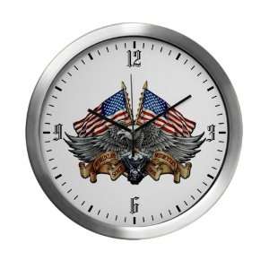  Wall Clock Eagle American Flag and Motorcycle Engine: Everything Else