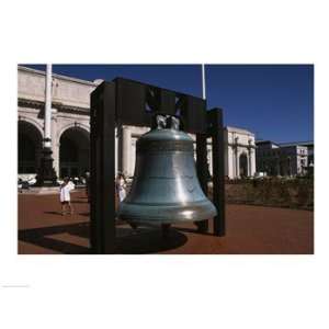 Large bell in front of a railway station, Union Station, Washington DC 