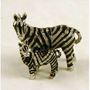  African Safari Zebra Stripes & Baby Jewelled Trinket Box 