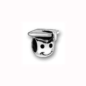  Charm Factory Pewter Smiley Face Graduate Bead: Arts 