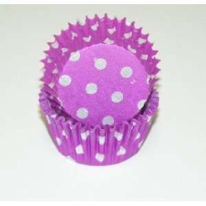 Purple Polka Dot Cupcake Liners Mini Size 100 count:  