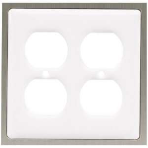   63998 Ceramic Insert Double Duplex Wall Plate, White: Home Improvement