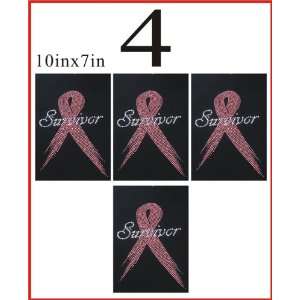 Wholesale Rhinestone Iron On 4pcs Breast Cancer Survivor Ribbon