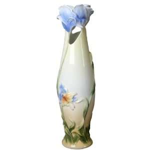 Tall Iris Flower Porcelain Vase 