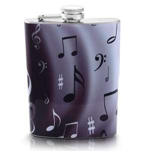  Screw on Top Stainless Steel Wine Hip 8oz Flask   Musical 