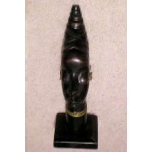 African Ethnic Art Statue    12 Tall African Queen with Wire Necklace 
