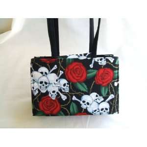  Red Roses Skull Handbag,cosmetic Bag Beauty