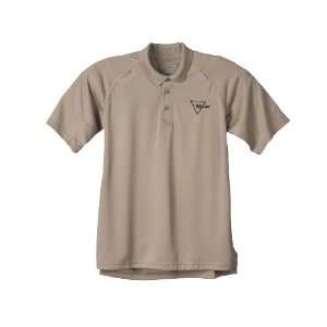   Performance Polo Short   Sleeve Khaki Shirt MED: Sports & Outdoors