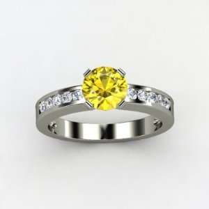   Yellow Vs2 Natural Round Cut Certified Diamond Engagement Ring