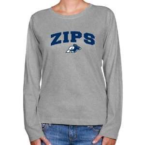  Akron Zips Ladies Ash Logo Arch Long Sleeve Classic Fit 