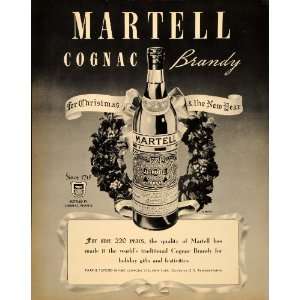 1937 Ad Martell Christmas Bottle Cognac Brandy France   Original Print 