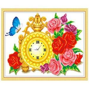    Bloom of Love clock Cross stitch Kit: Arts, Crafts & Sewing