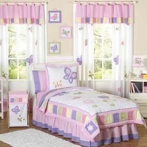  Pink and Purple Butterfly Childrens Bedding  3pc Full 