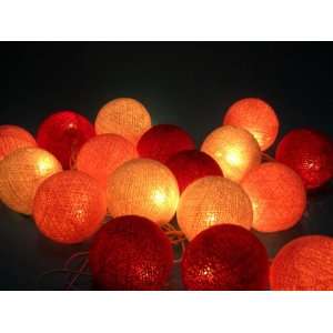 Red Tone Mix Cotton Ball Patio Party String Lights (20/set 