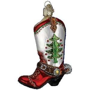  Old World Christmas Christmas Cowboy Boot Glass Ornament 