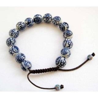 11mm Vintage Style Porcelain Beads Buddhist Wrist Mala Bracelet