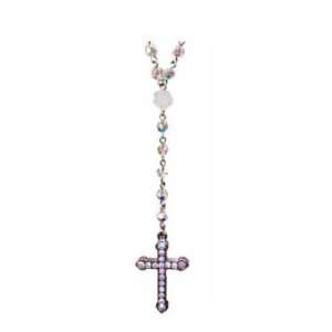   Tarantino Classic Rosary Cross Necklace   Trans White (FINAL SALE