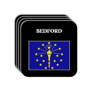 US State Flag   BEDFORD, Indiana (IN) Set of 4 Mini Mousepad Coasters