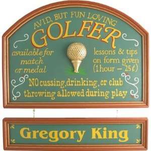  Personalized Avid Golfer Nameboard Sign