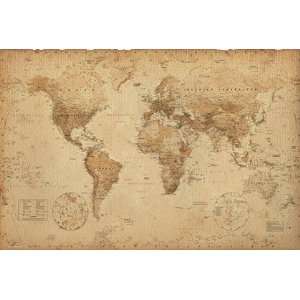  World Map   Antique Style by Unknown 36x24: Home & Kitchen