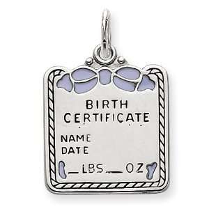  Sterling Silver Blue Birth Certificate Charm Jewelry