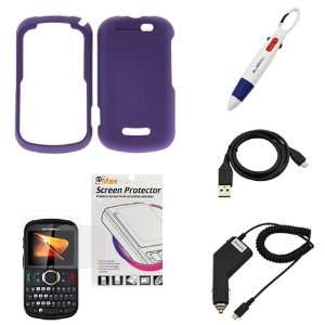 GTMax Purple Snap on Rubberized Hard Cover Case + Car Charger + Sync 