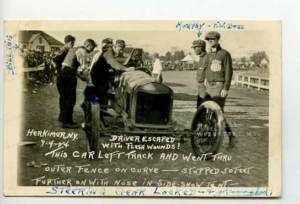Herkimer NY Race Car Accident 1924 Signed RPPC Postcard  