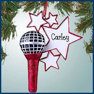  Personalized Christmas Ornaments   Microphone with Stars 
