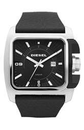 DIESEL® Large Rectangular Leather Strap Watch $140.00