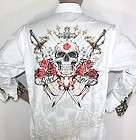 Rebel Spirit Crystal NEW Skull and Roses Dress Shirt Just in NEW LOOK 